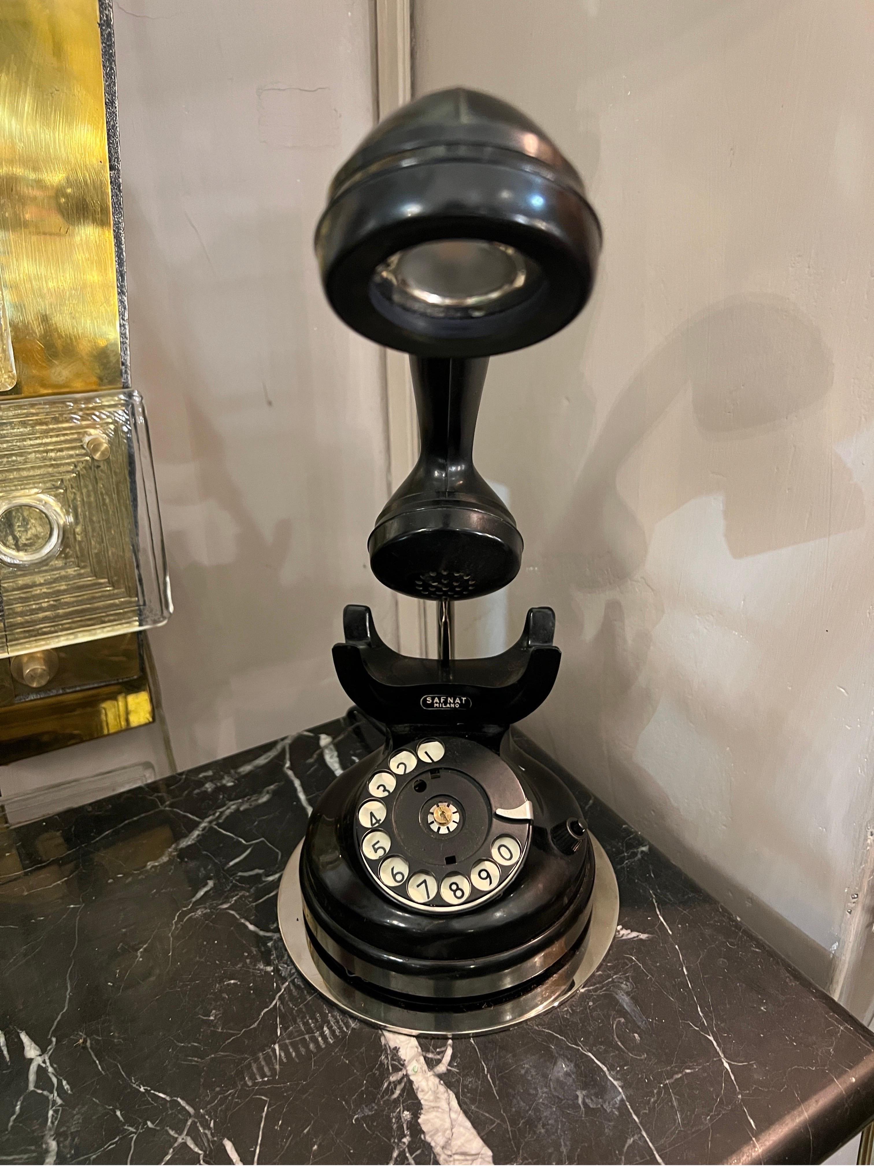 Mid-Century Black Bakelite Telephone Table Lamp, 1950 For Sale 5