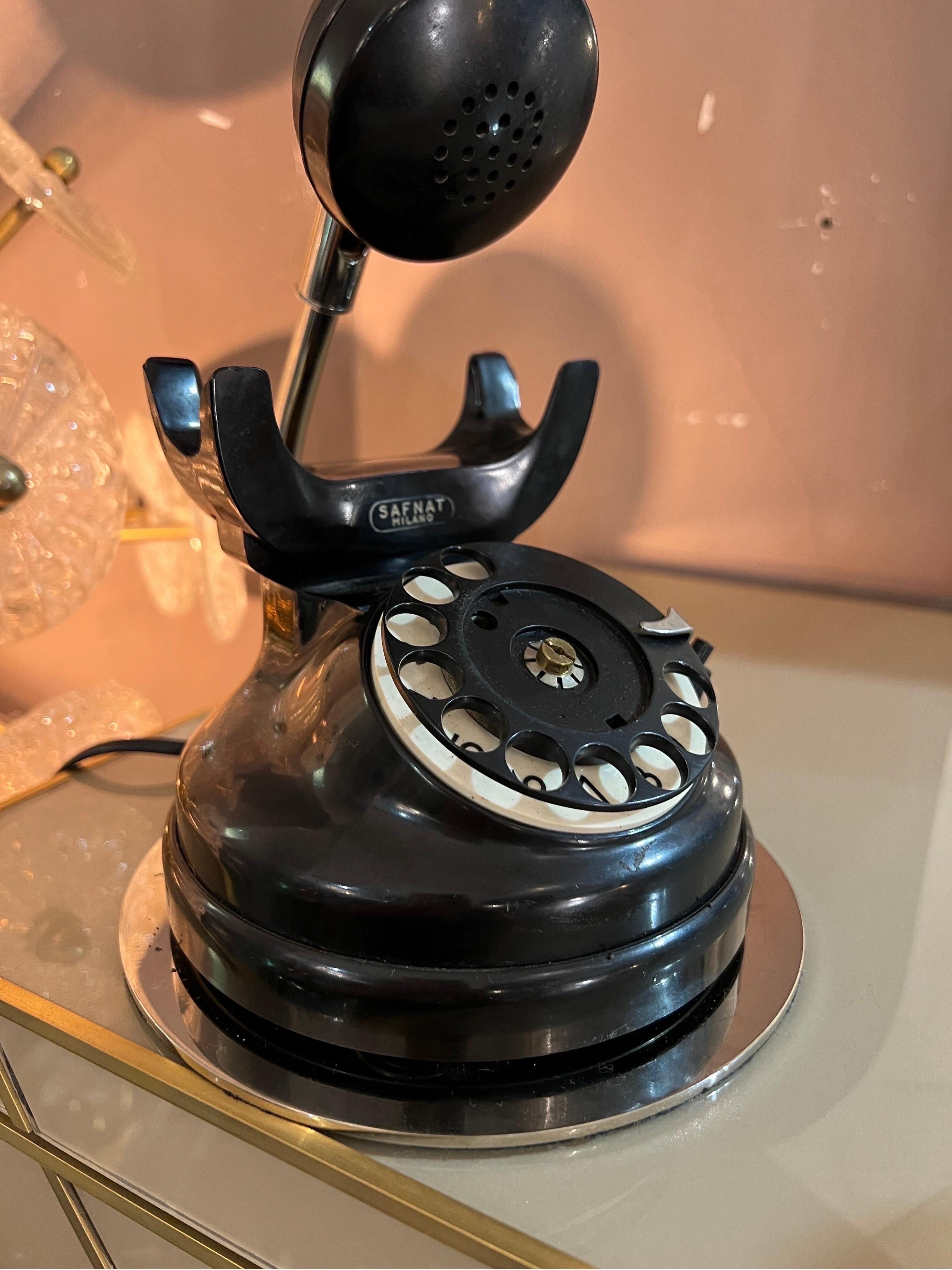 italien Lampe de bureau télephone en bakélite noire du milieu du siècle dernier, 1950 en vente