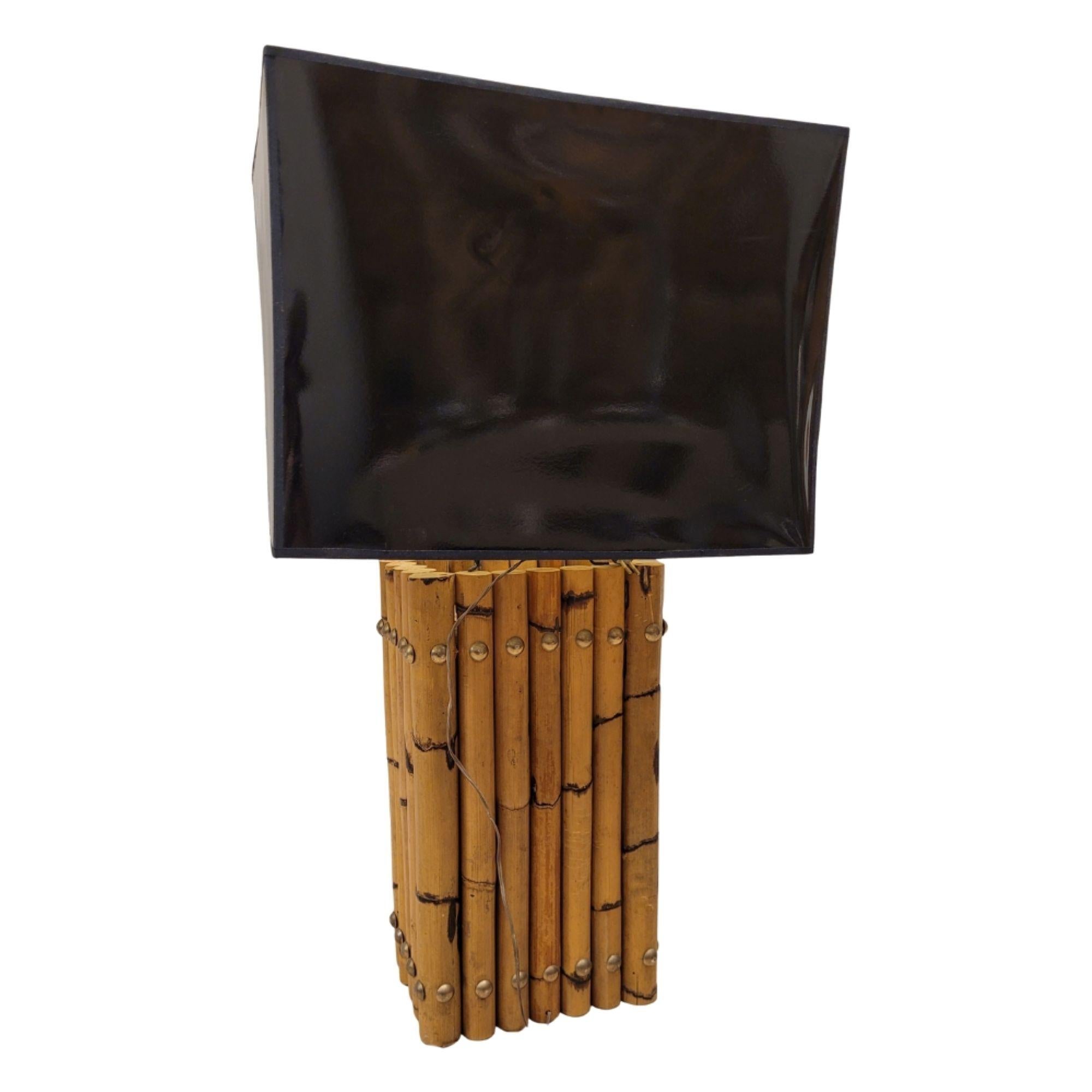 Lampe à poser en bambou noir du milieu du siècle Maison Jansen en vente 8