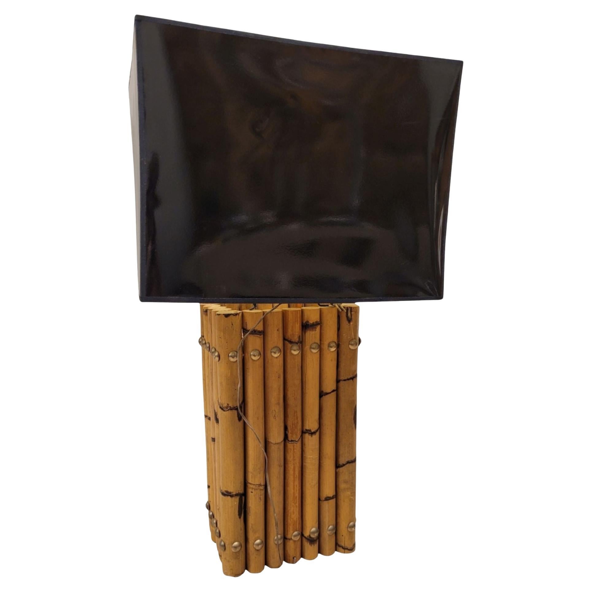 Lampe à poser en bambou noir du milieu du siècle Maison Jansen en vente
