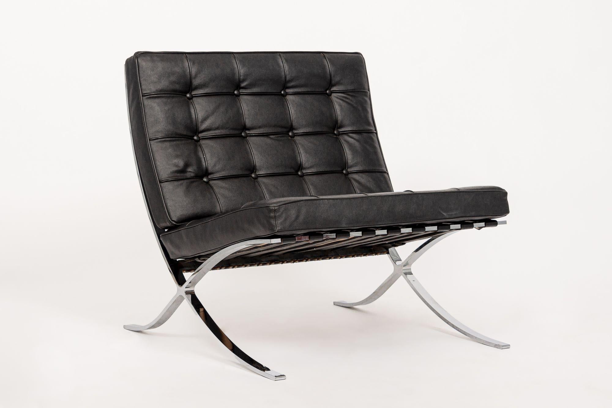 Mid Century Black Barcelona Chair by Mies van der Rohe for Knoll 4