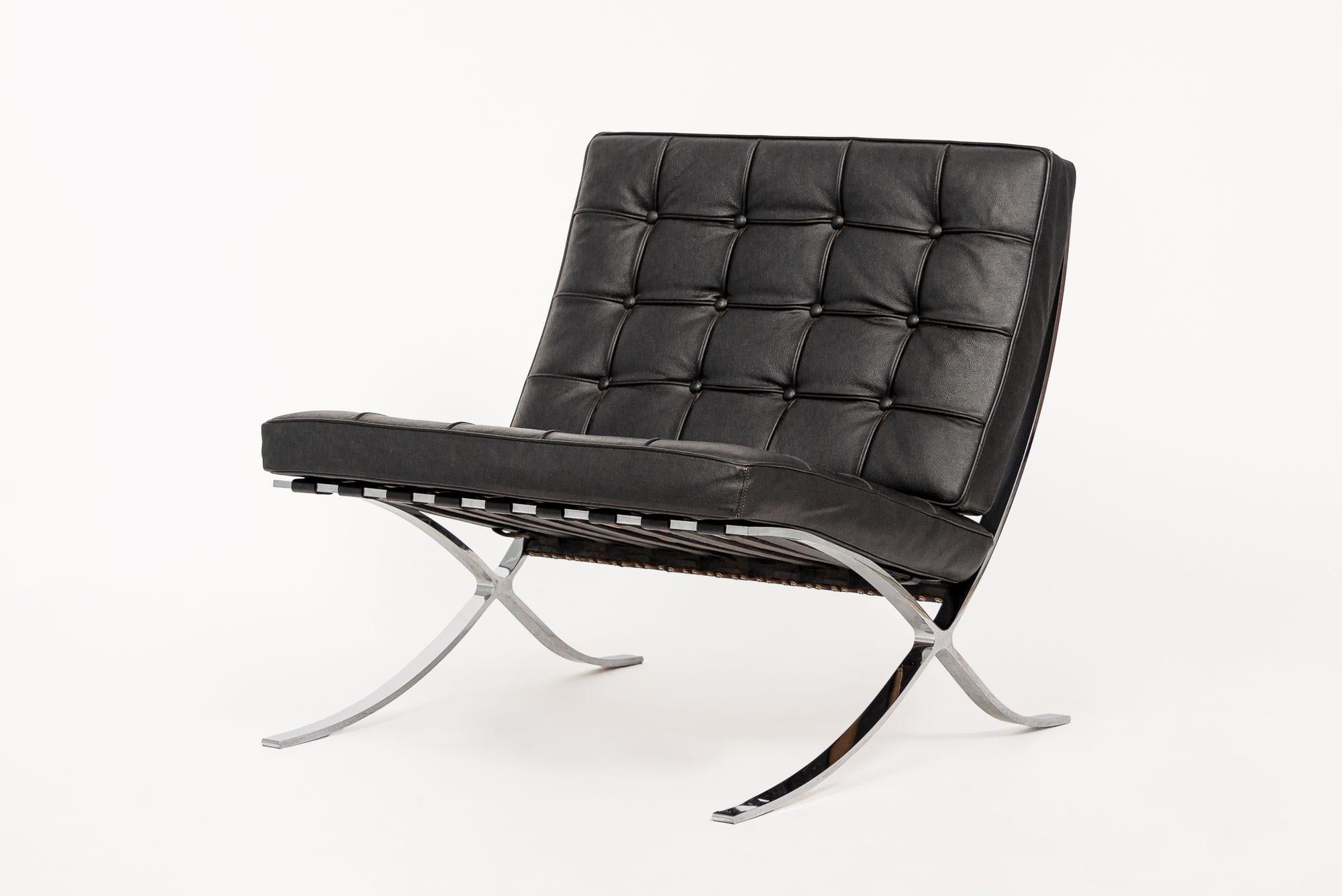 Silla Barcelona negra de mediados de siglo de Mies van der Rohe para Knoll 4