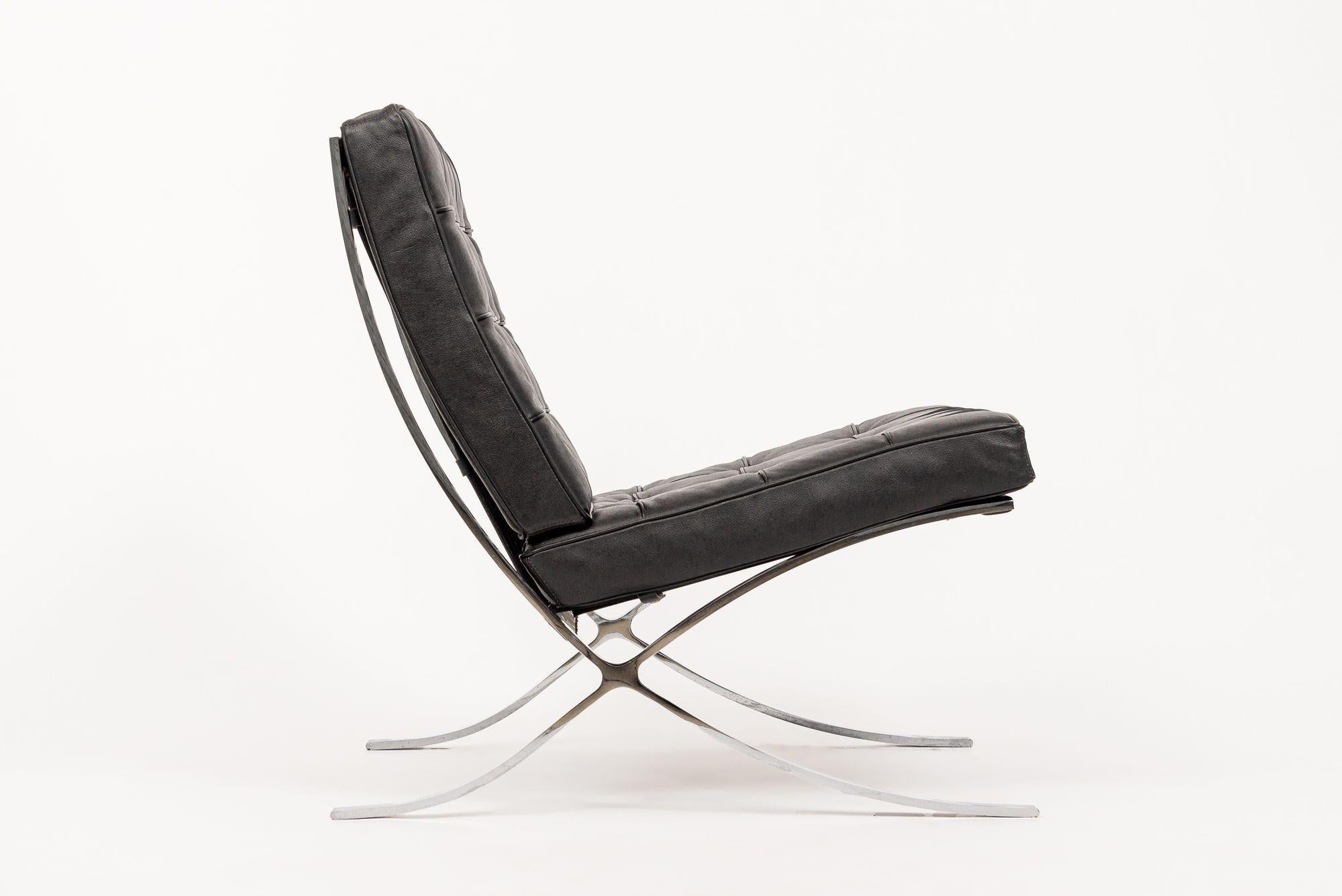 Mid Century Black Barcelona Chair by Mies van der Rohe for Knoll 5