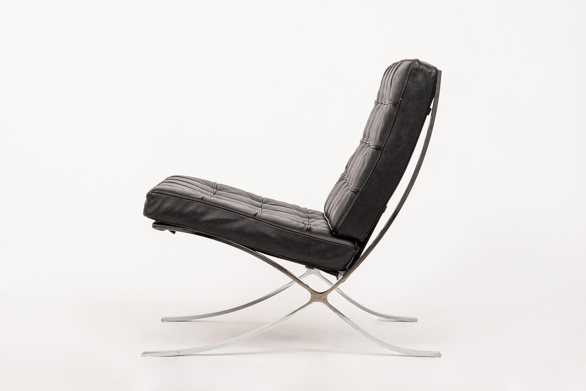 American Mid Century Black Barcelona Chair by Mies van der Rohe for Knoll