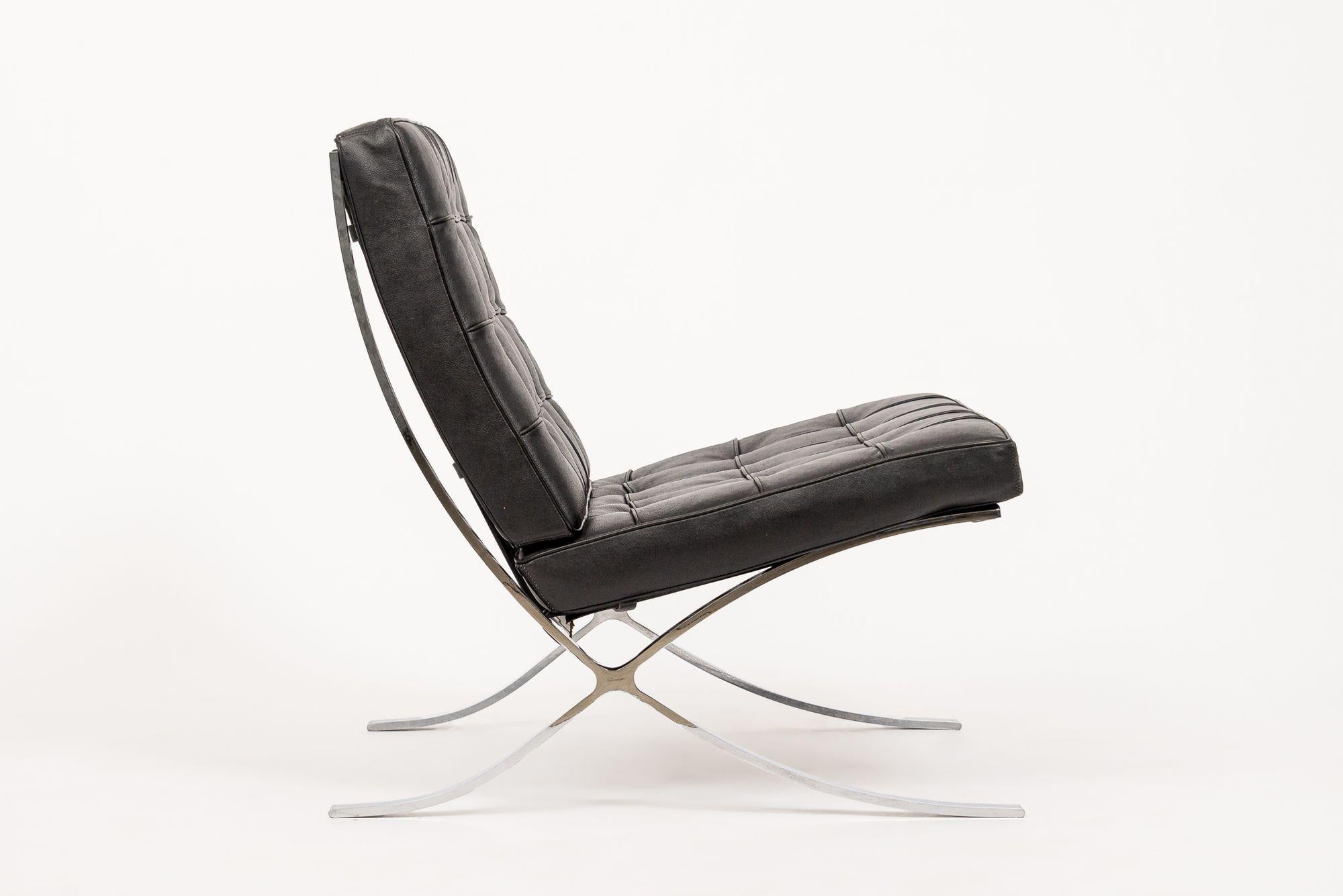 Silla Barcelona negra de mediados de siglo de Mies van der Rohe para Knoll en Bueno Estado en Detroit, MI