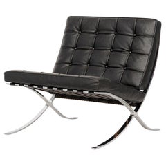 Silla Barcelona negra de mediados de siglo de Mies van der Rohe para Knoll