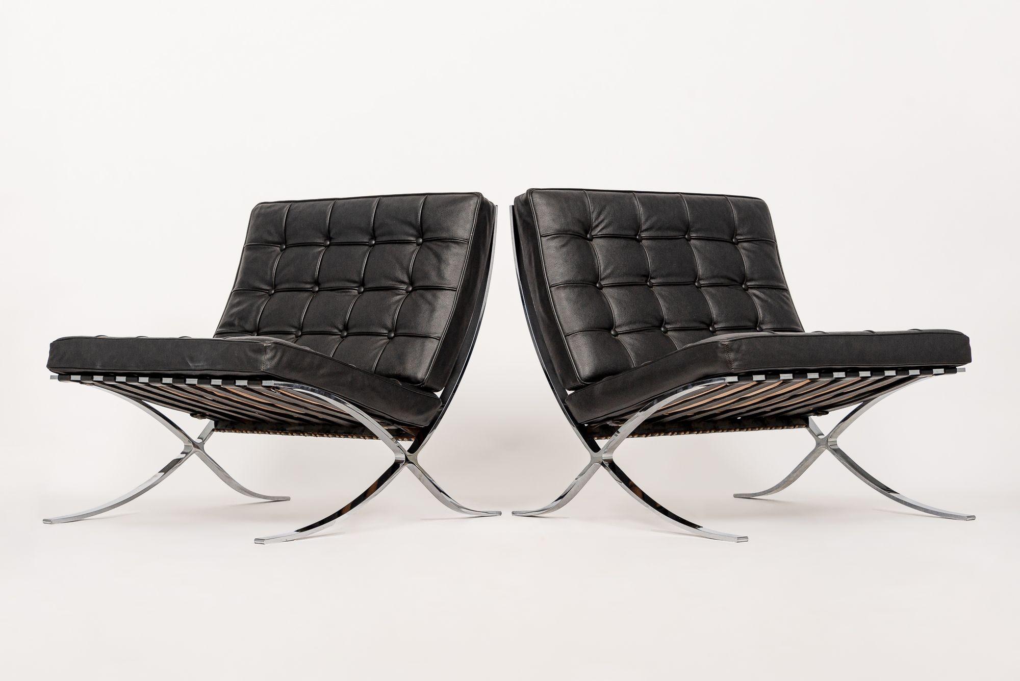Mid Century Black Barcelona Chairs by Mies van der Rohe for Knoll 5