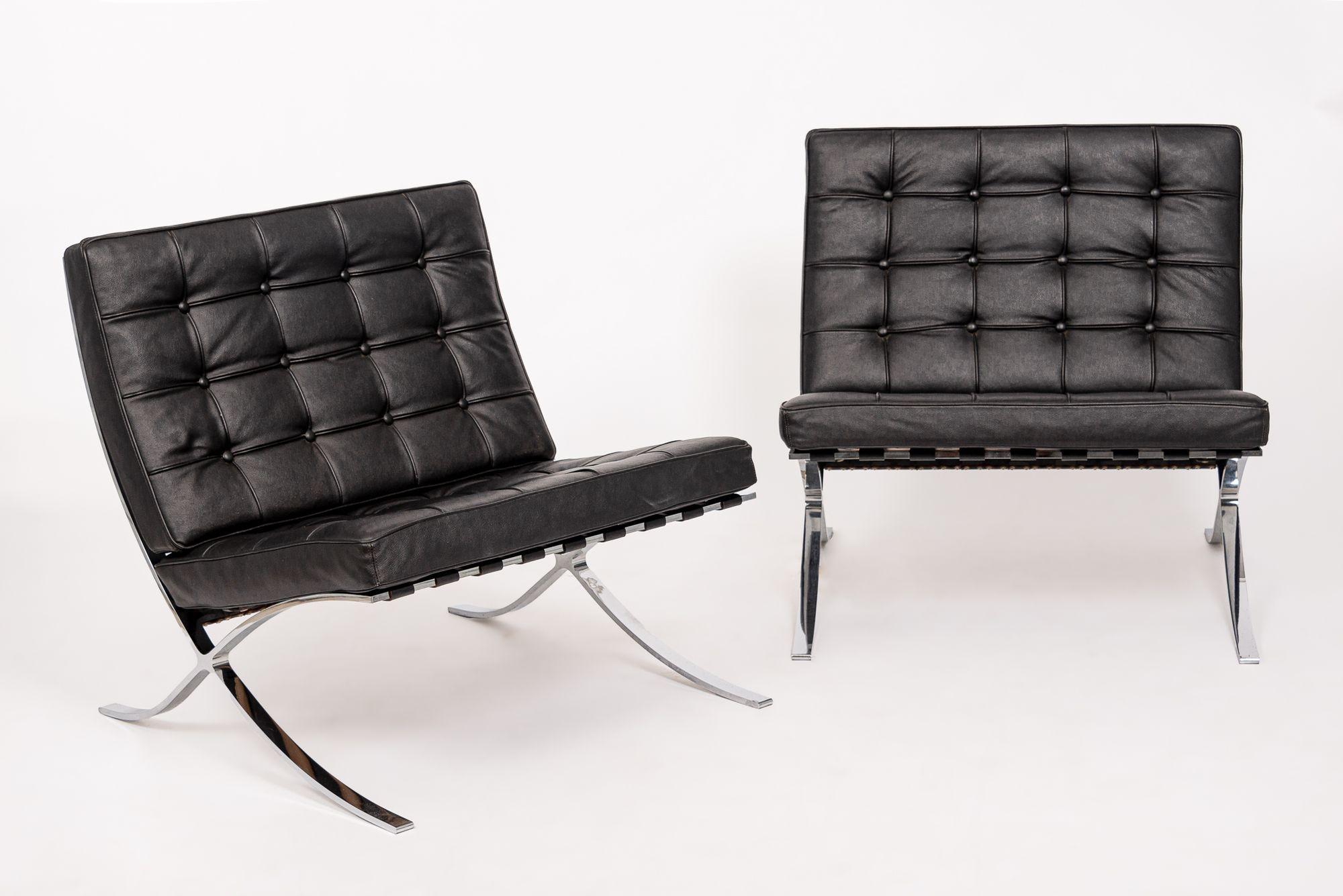 Mid-Century Modern Mid Century Black Barcelona Chairs by Mies van der Rohe for Knoll