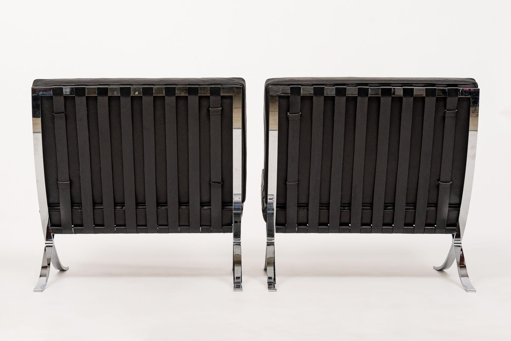 Late 20th Century Mid Century Black Barcelona Chairs by Mies van der Rohe for Knoll