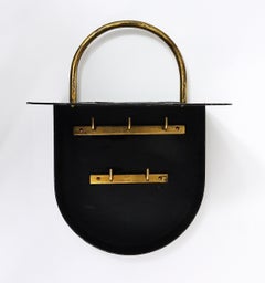 Porte-clés à cadenas en laiton noir du milieu du siècle dernier, Autriche, années 1950