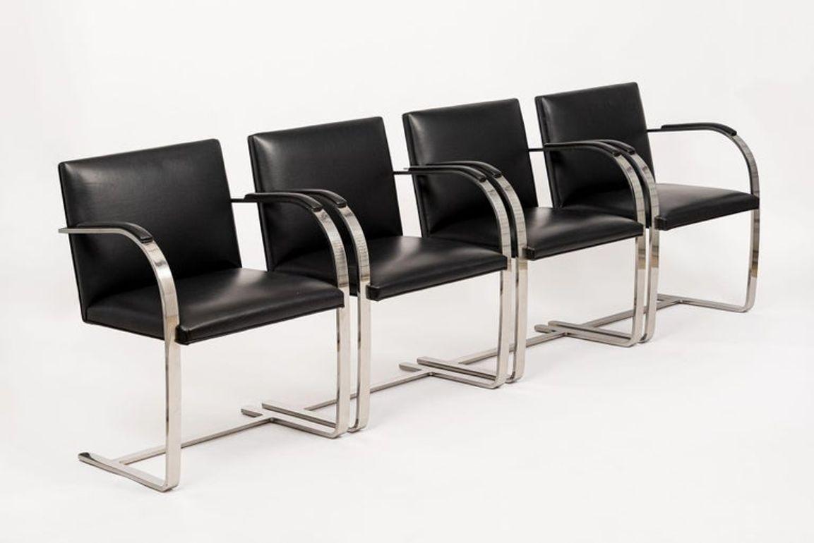 Chaises Brno noires du milieu du siècle par Mies van der Rohe pour Knoll Ensemble de 4 en vente 4