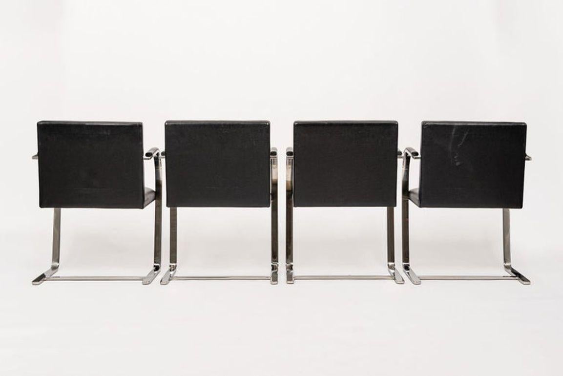 Américain Chaises Brno noires du milieu du siècle par Mies van der Rohe pour Knoll Ensemble de 4 en vente