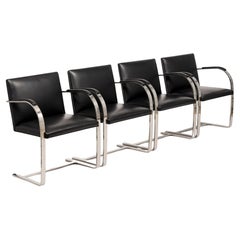 Mid Century Black Brno Chairs by Mies van der Rohe for Knoll Set of 4