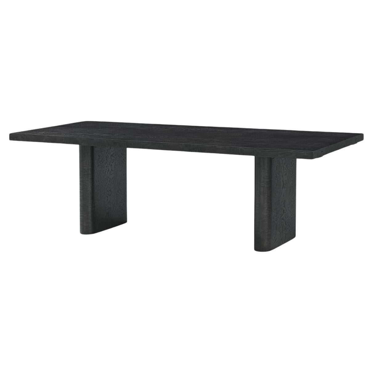 Mid Century Black Burl Extending Dining Table