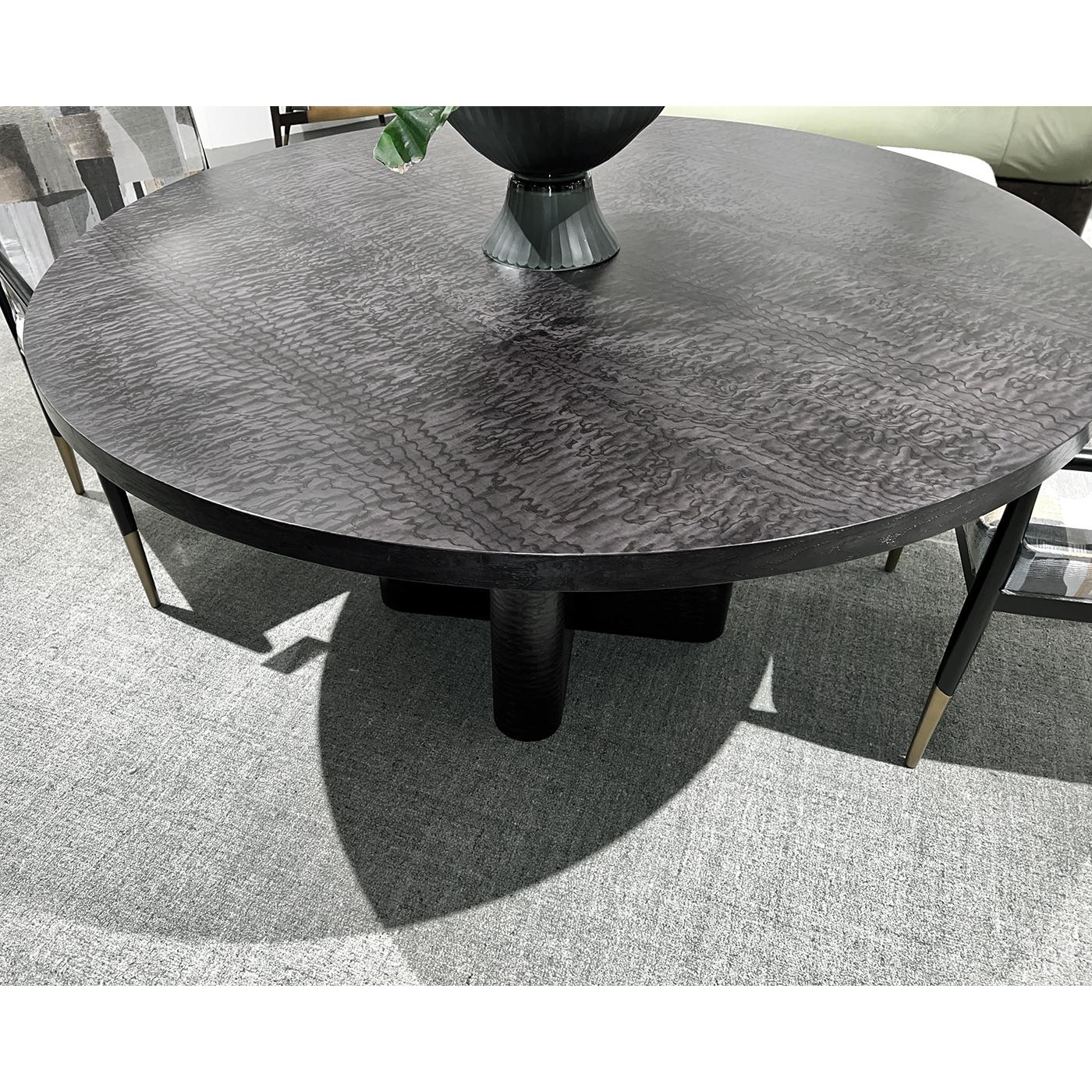 XXIe siècle et contemporain Table de salle à manger ronde en loupe noire du milieu du siècle en vente