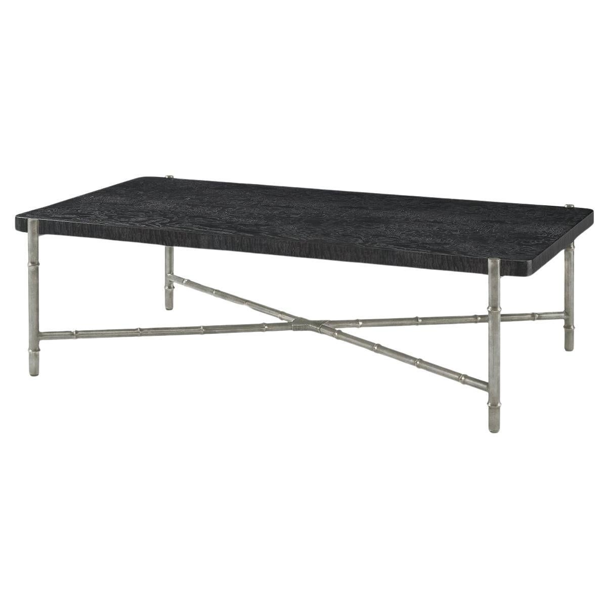 Table basse du milieu du siècle à plateau en loupe noire