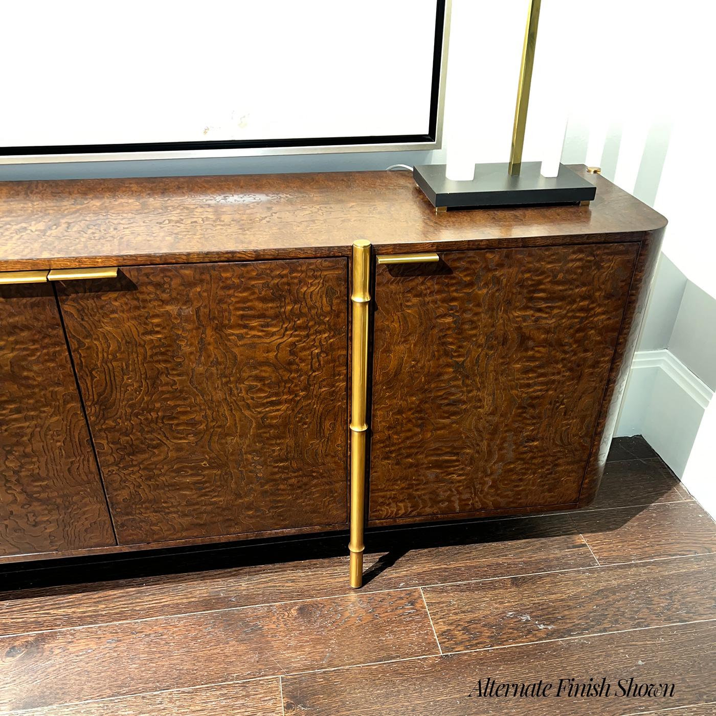 Mid Century Black Burl Wood Sideboard In New Condition For Sale In Westwood, NJ