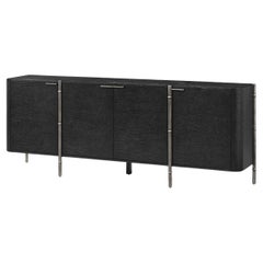 Mid Century Black Burl Wood Sideboard