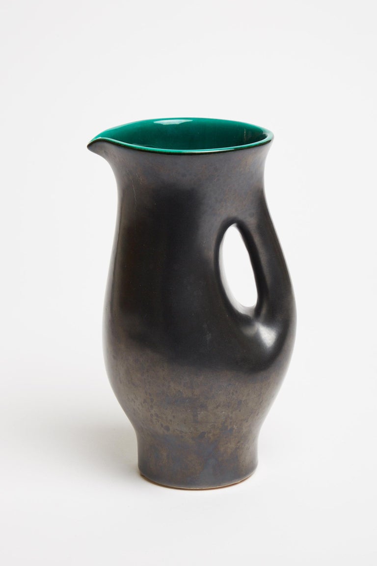 MidCentury Black Ceramic Jug at 1stDibs