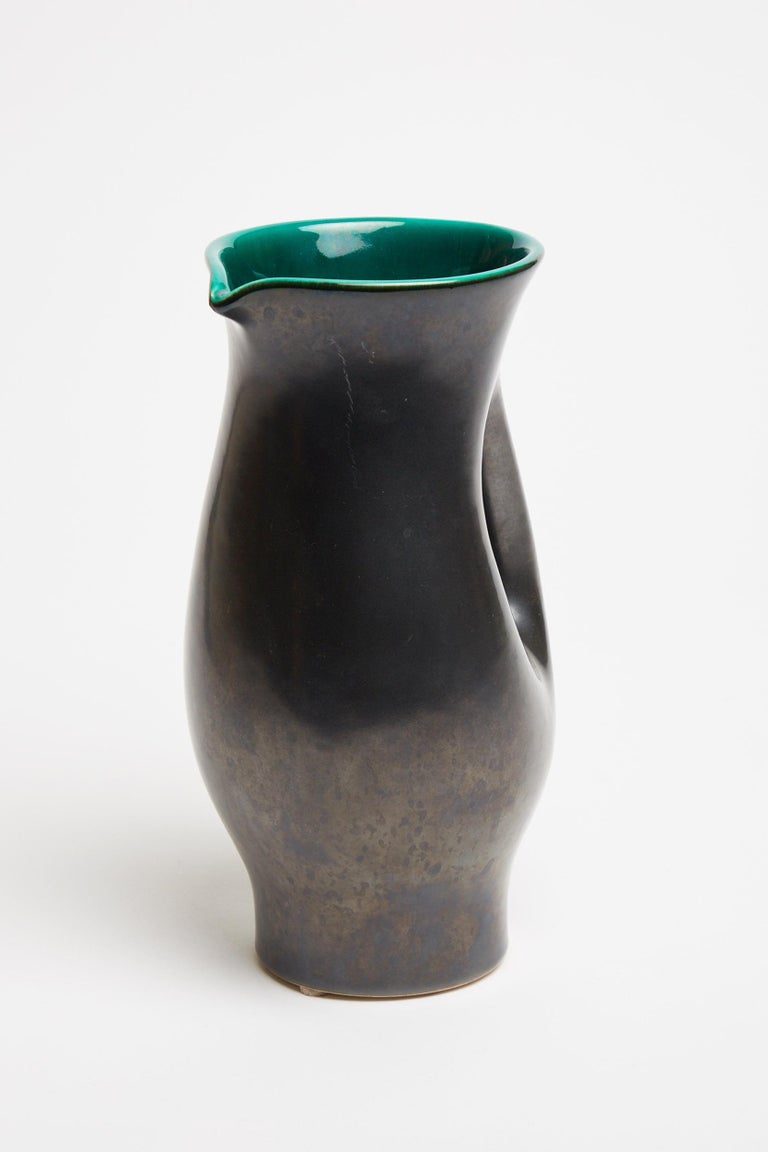 MidCentury Black Ceramic Jug at 1stDibs