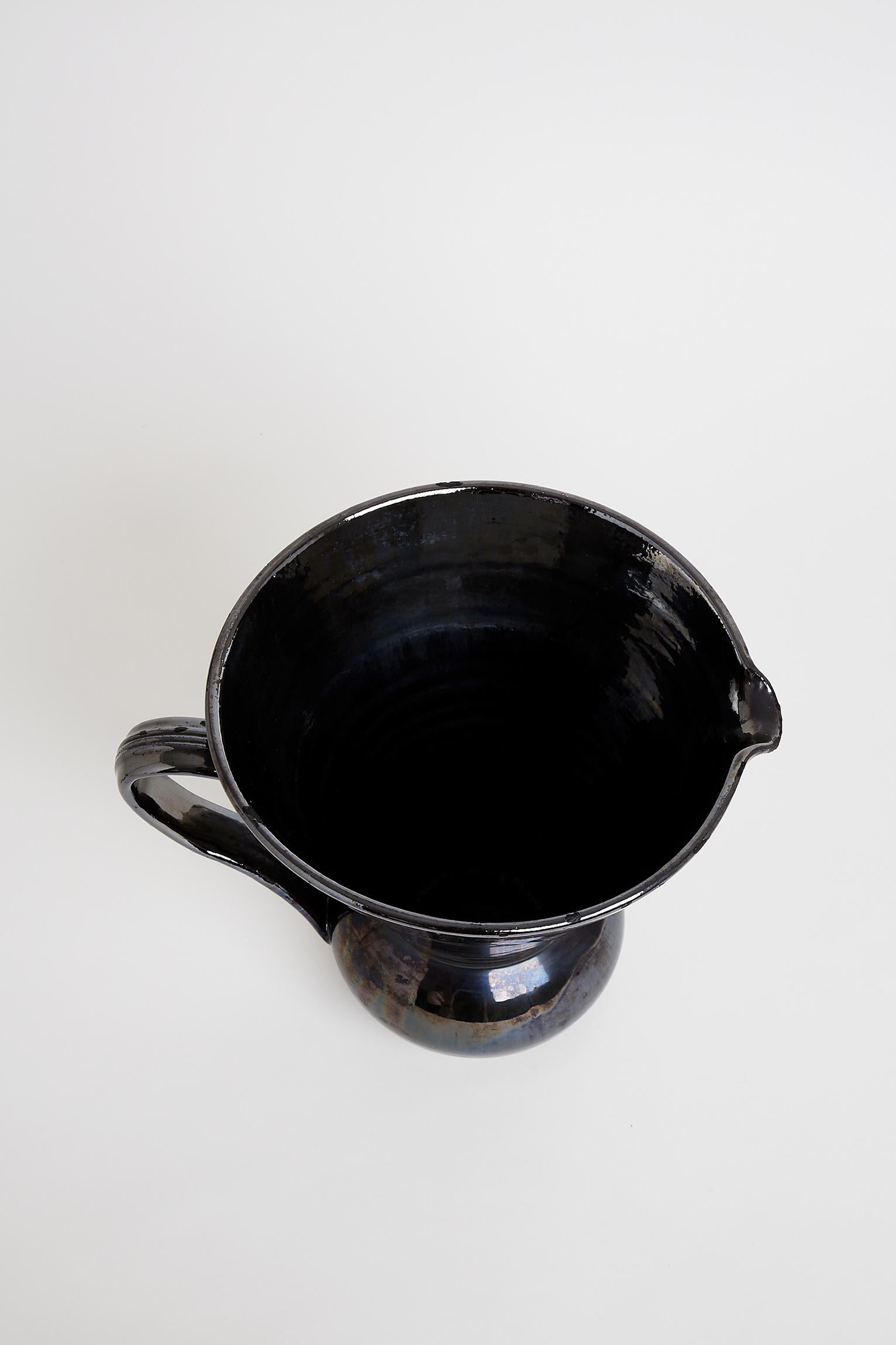 Midcentury Black Ceramic Jug 1