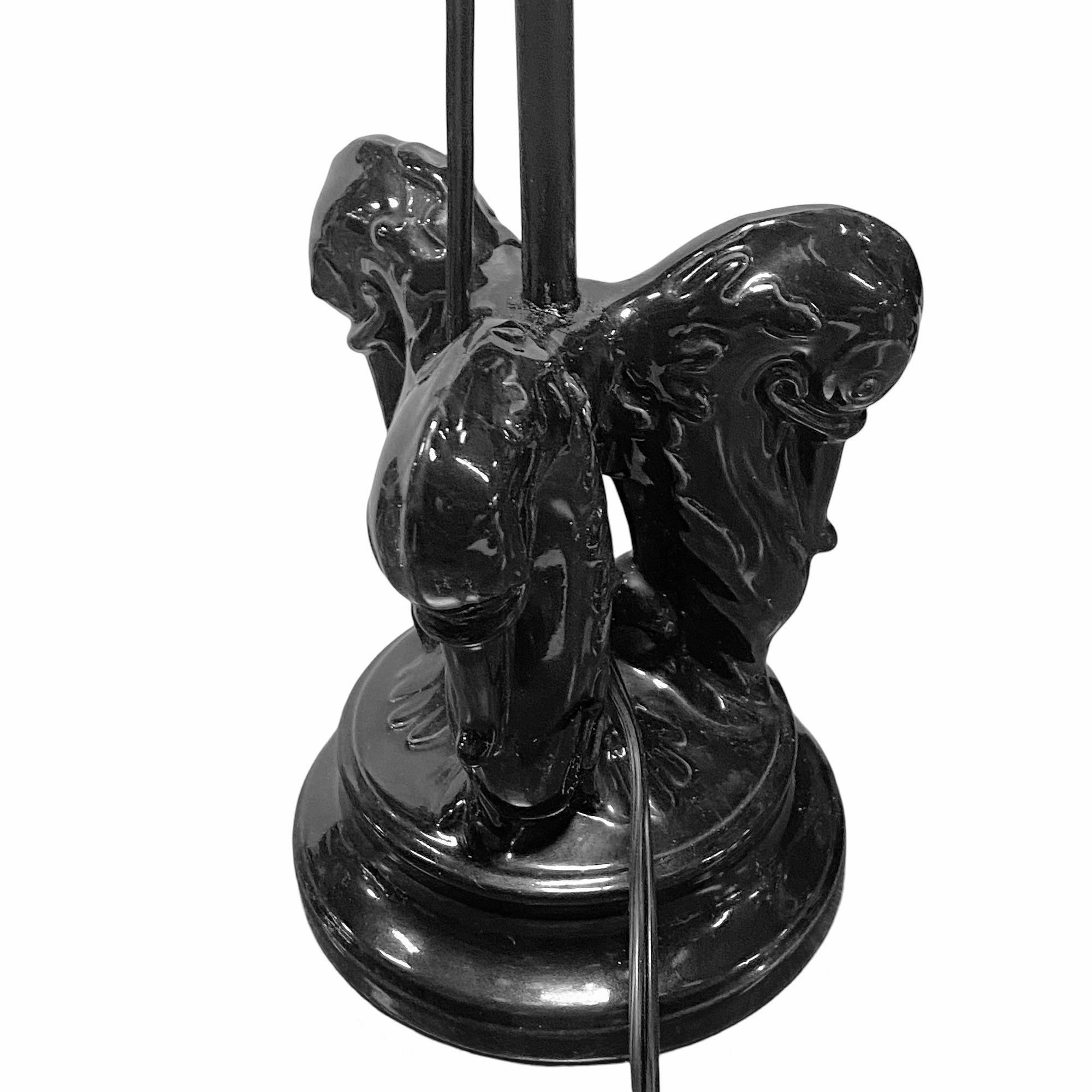 Milieu du XXe siècle Lampe à poser du milieu du siècle en céramique noire à tête de cygne en vente