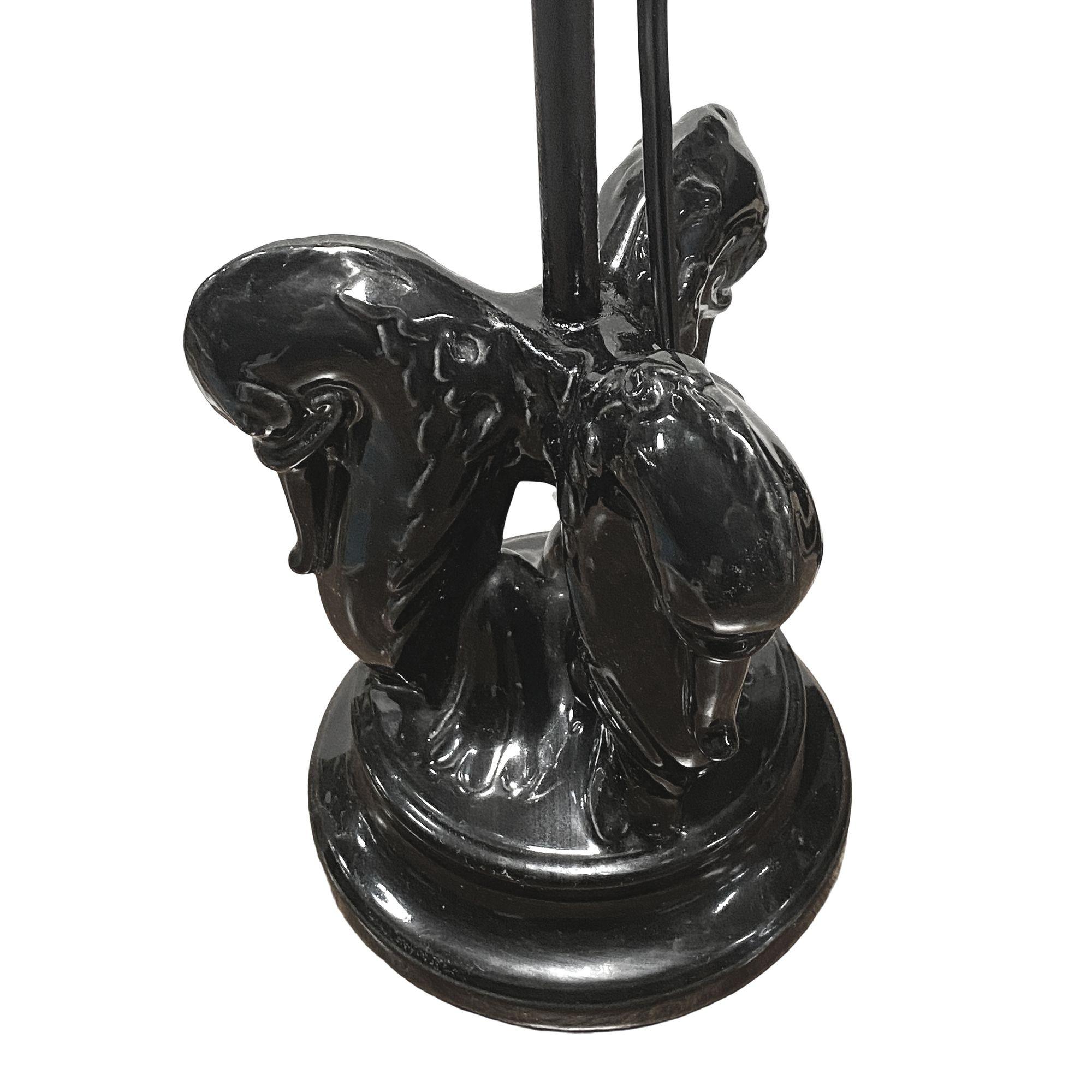 Céramique Lampe à poser du milieu du siècle en céramique noire à tête de cygne en vente
