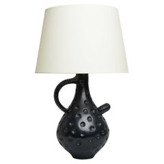 Vintage Mid-Century Black Ceramic Table Lamp