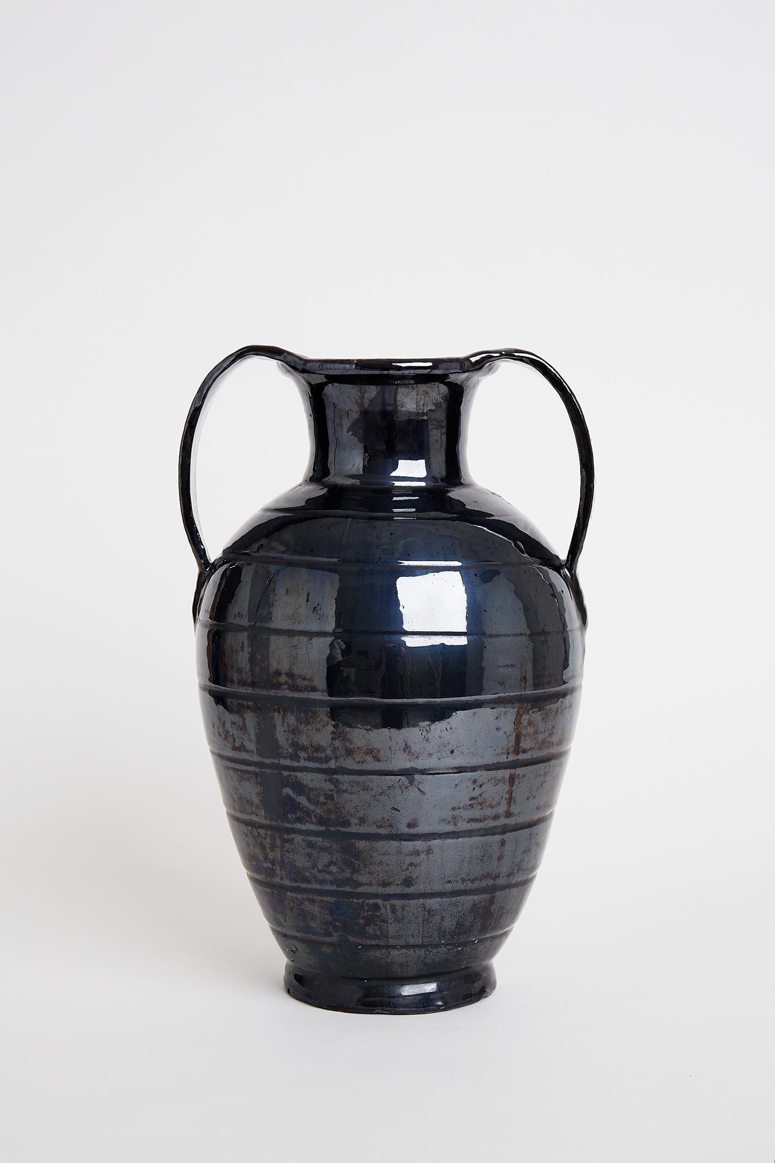 Mid-Century Modern Midcentury Black Ceramic Urn