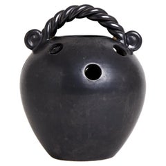 Vintage Mid-Century Black Ceramic Vase