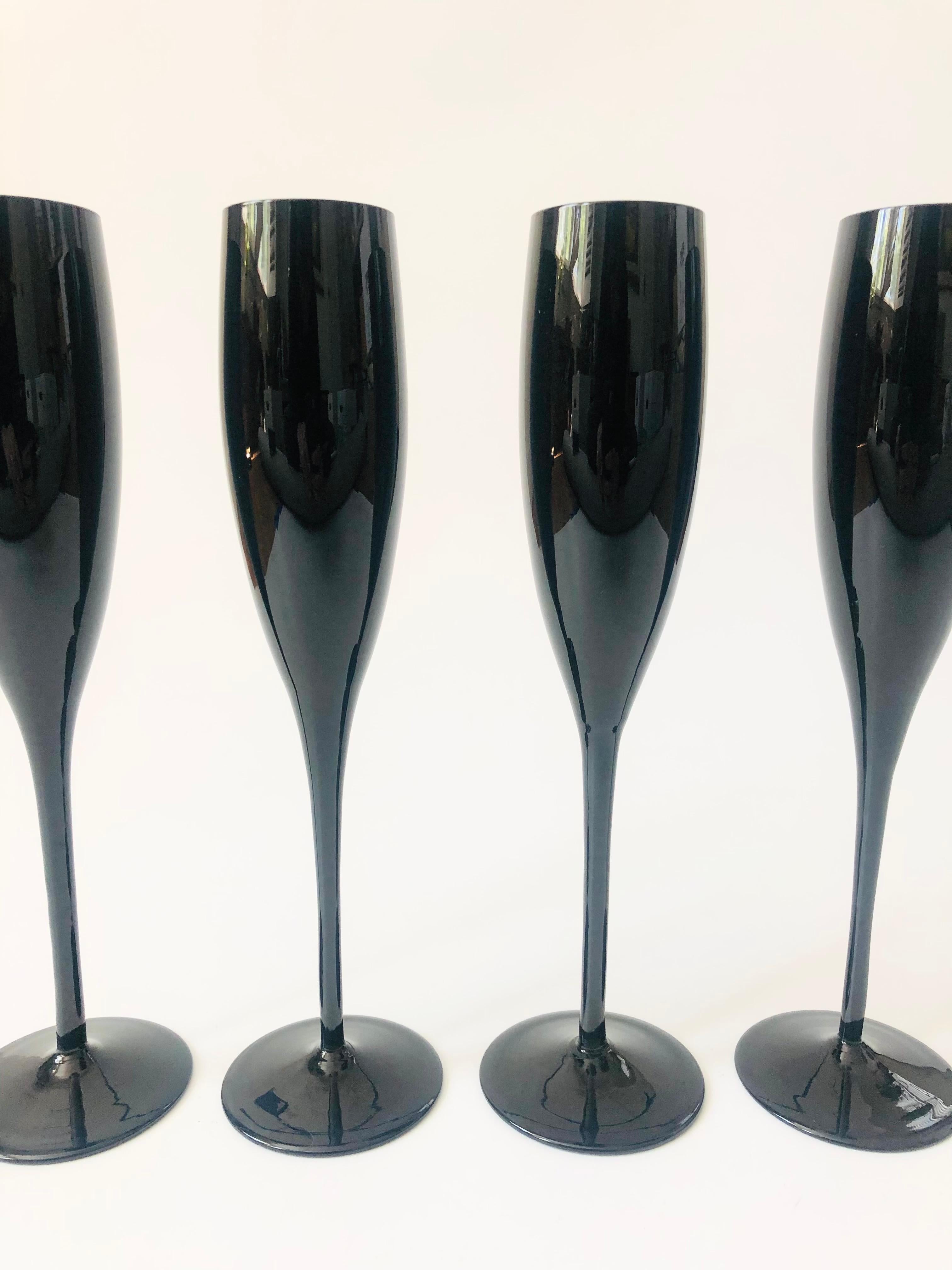 black champagne glasses