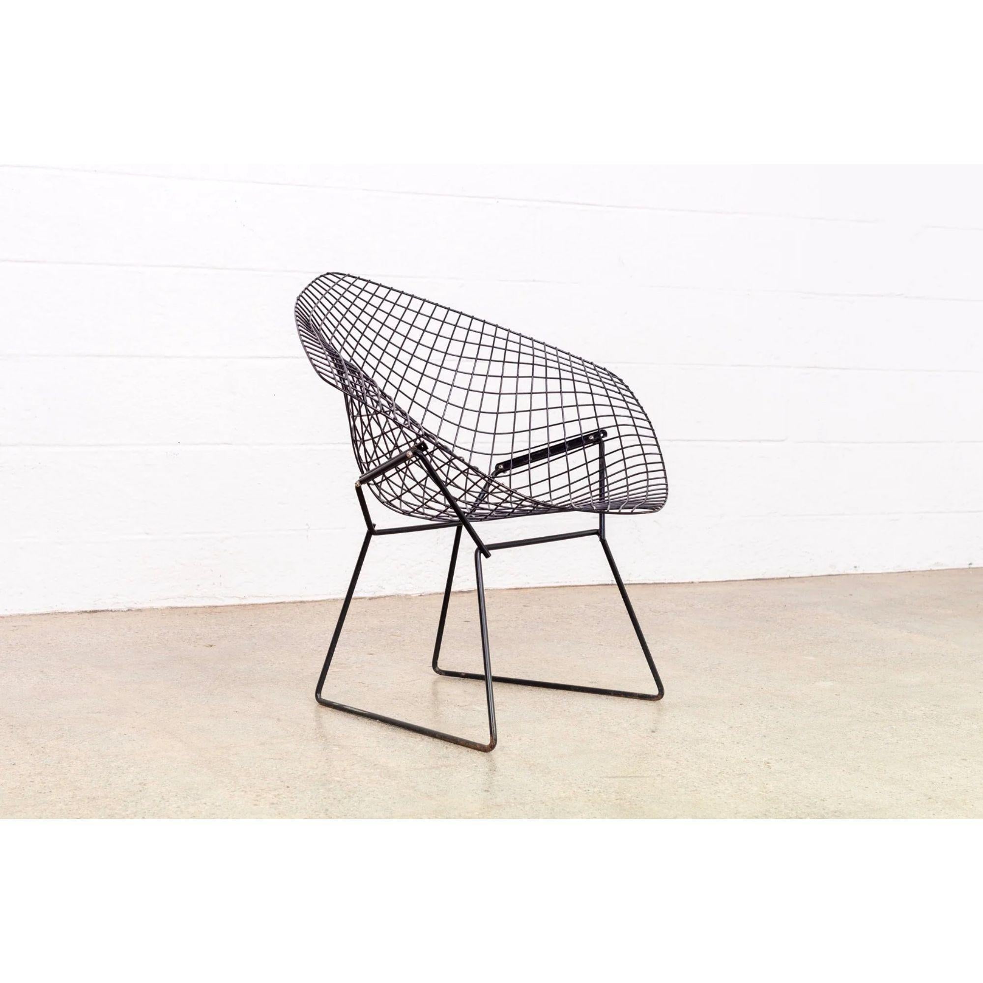 Mid-Century Modern Midcentury Black Diamond Lounge Chair by Harry Bertoia