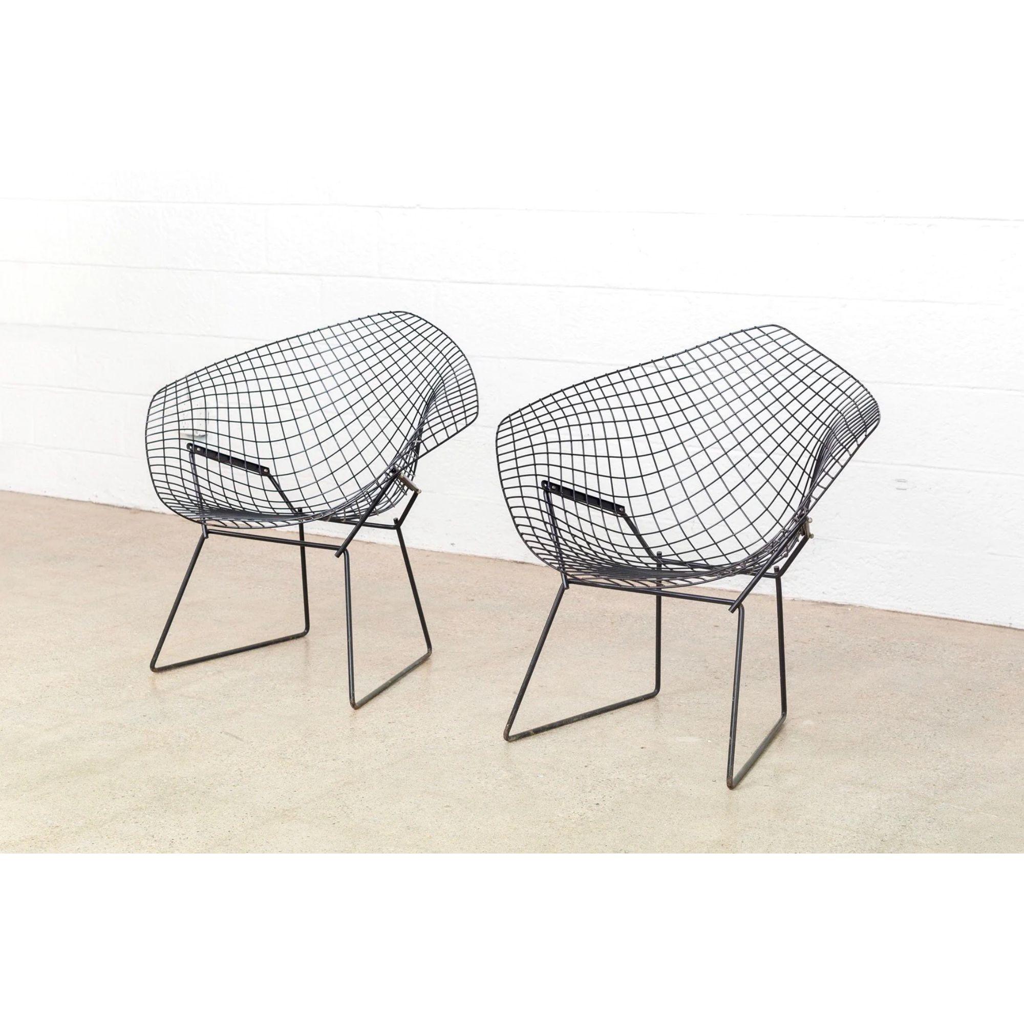 Midcentury Black Diamond Lounge Chair by Harry Bertoia In Good Condition In Detroit, MI
