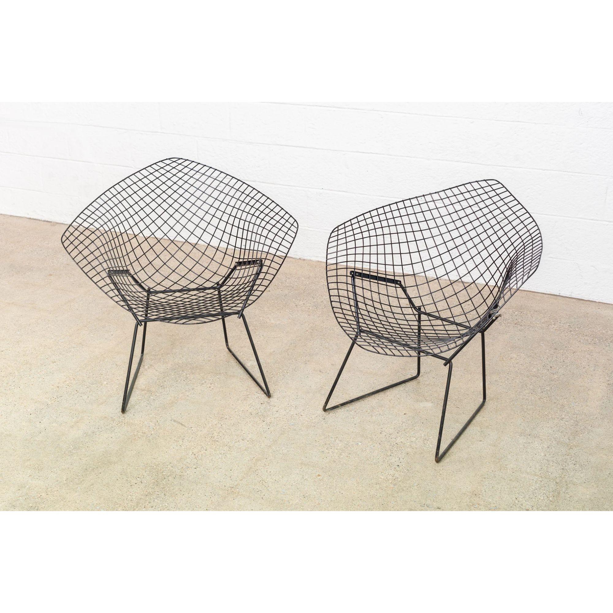 Steel Midcentury Black Diamond Lounge Chair by Harry Bertoia