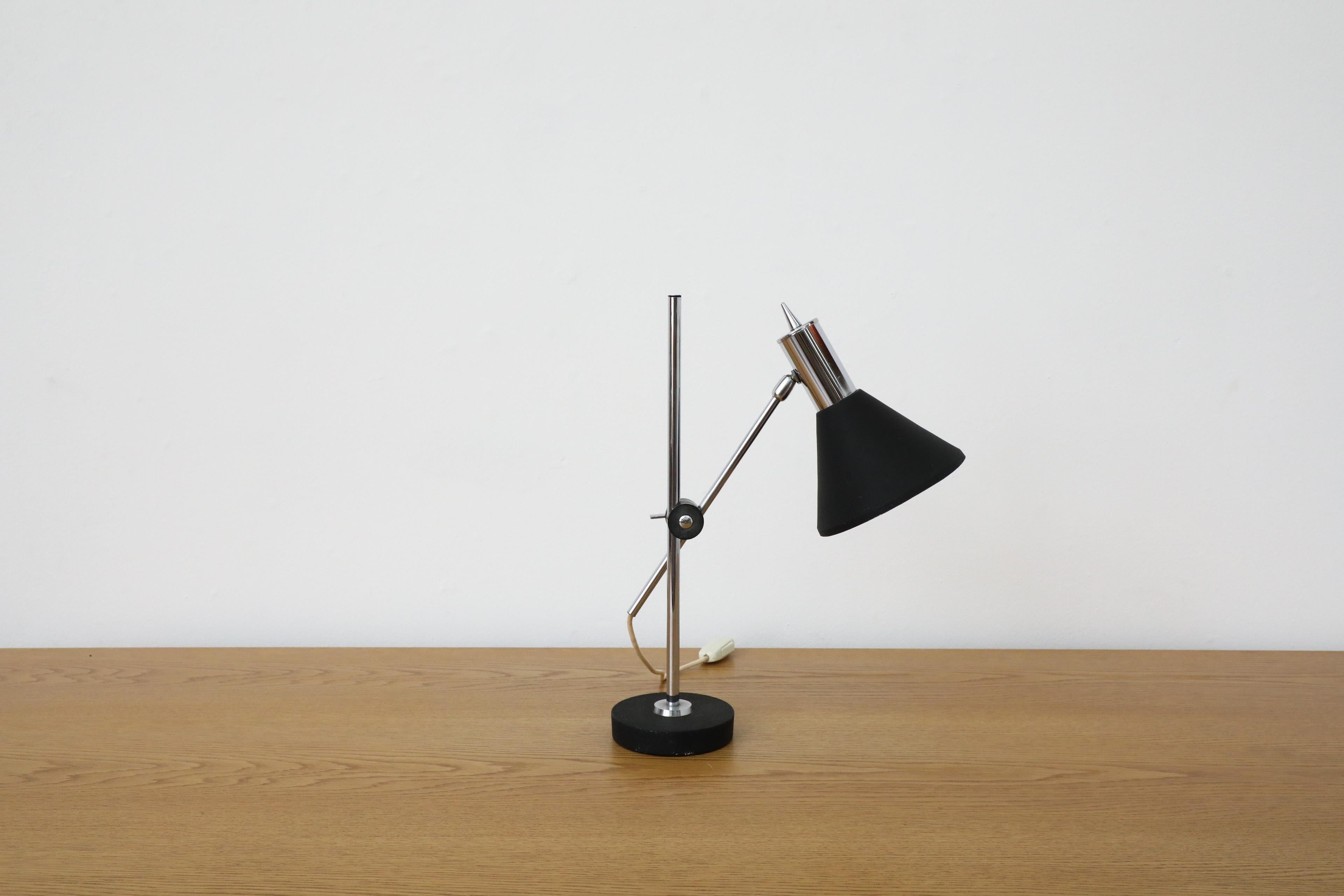 Mid-Century Black Enameled Metal and Chrome Herda Drafting Table Lamp For Sale 4