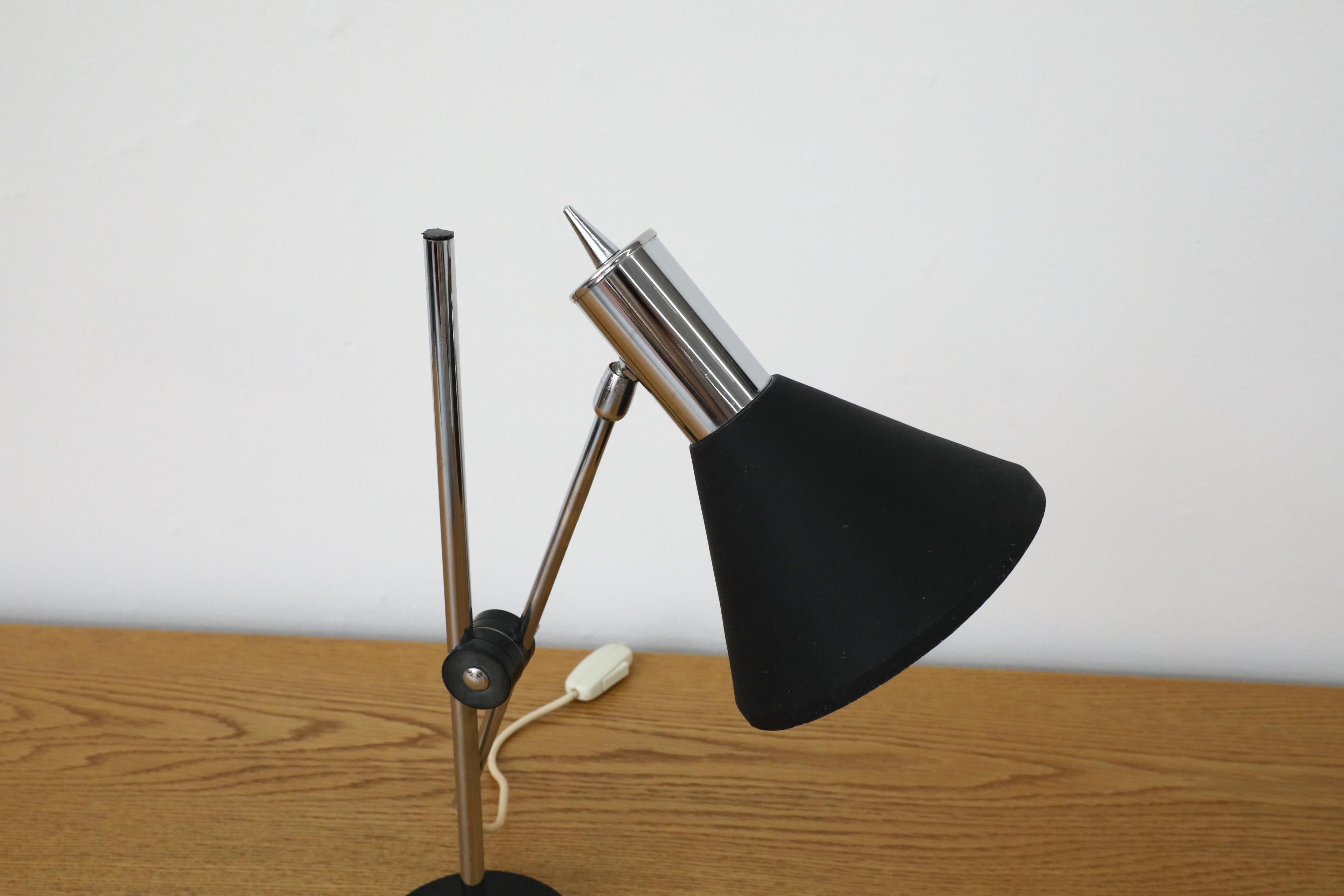 Mid-Century Black Enameled Metal and Chrome Herda Drafting Table Lamp For Sale 5