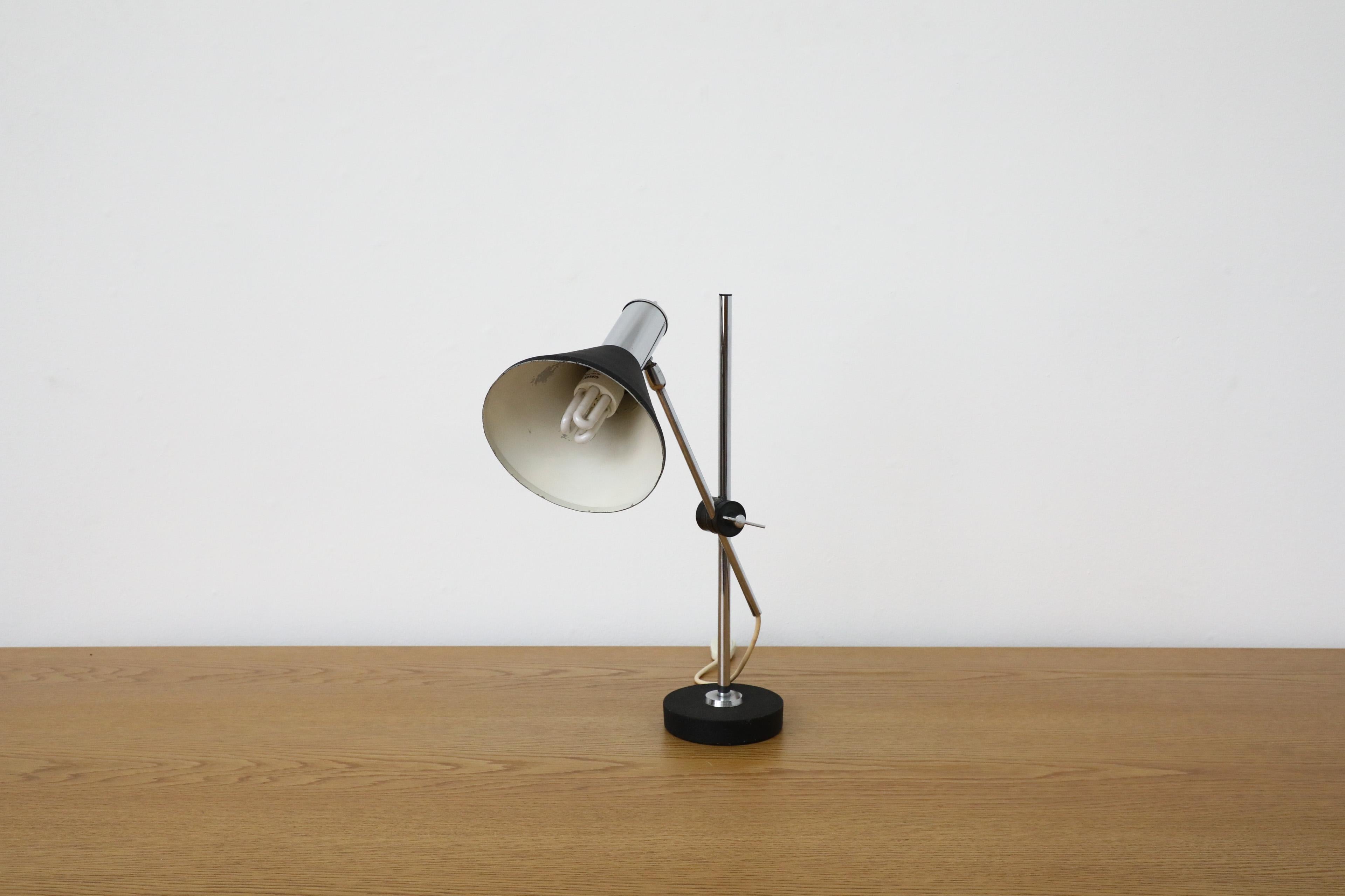 Mid-Century Modern Mid-Century Black Enameled Metal and Chrome Herda Drafting Table Lamp For Sale