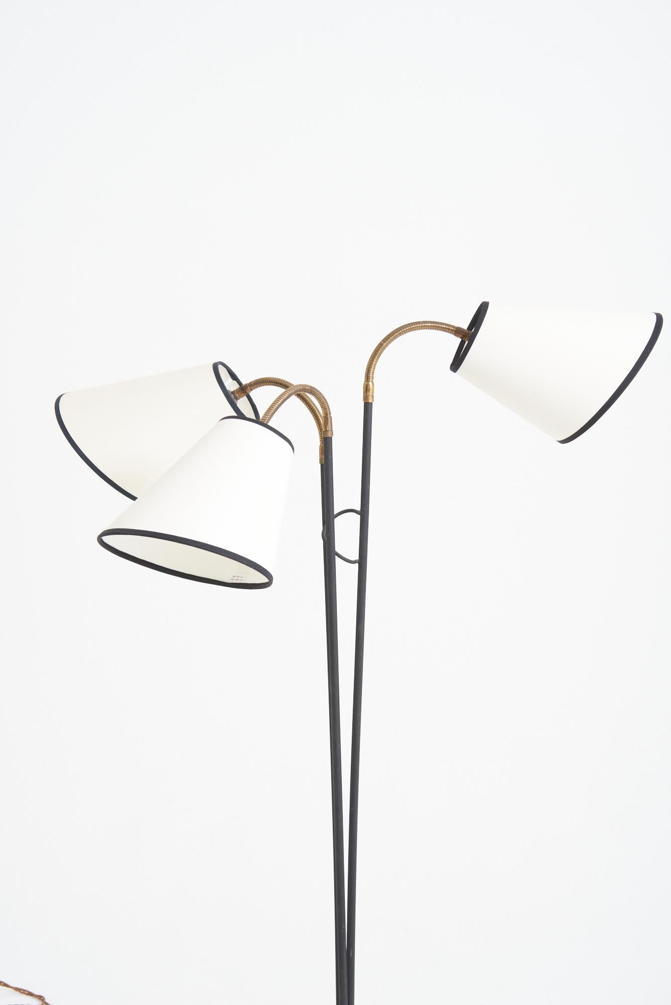Swedish Mid-Century Black Enamelled Iron Floor Lamp