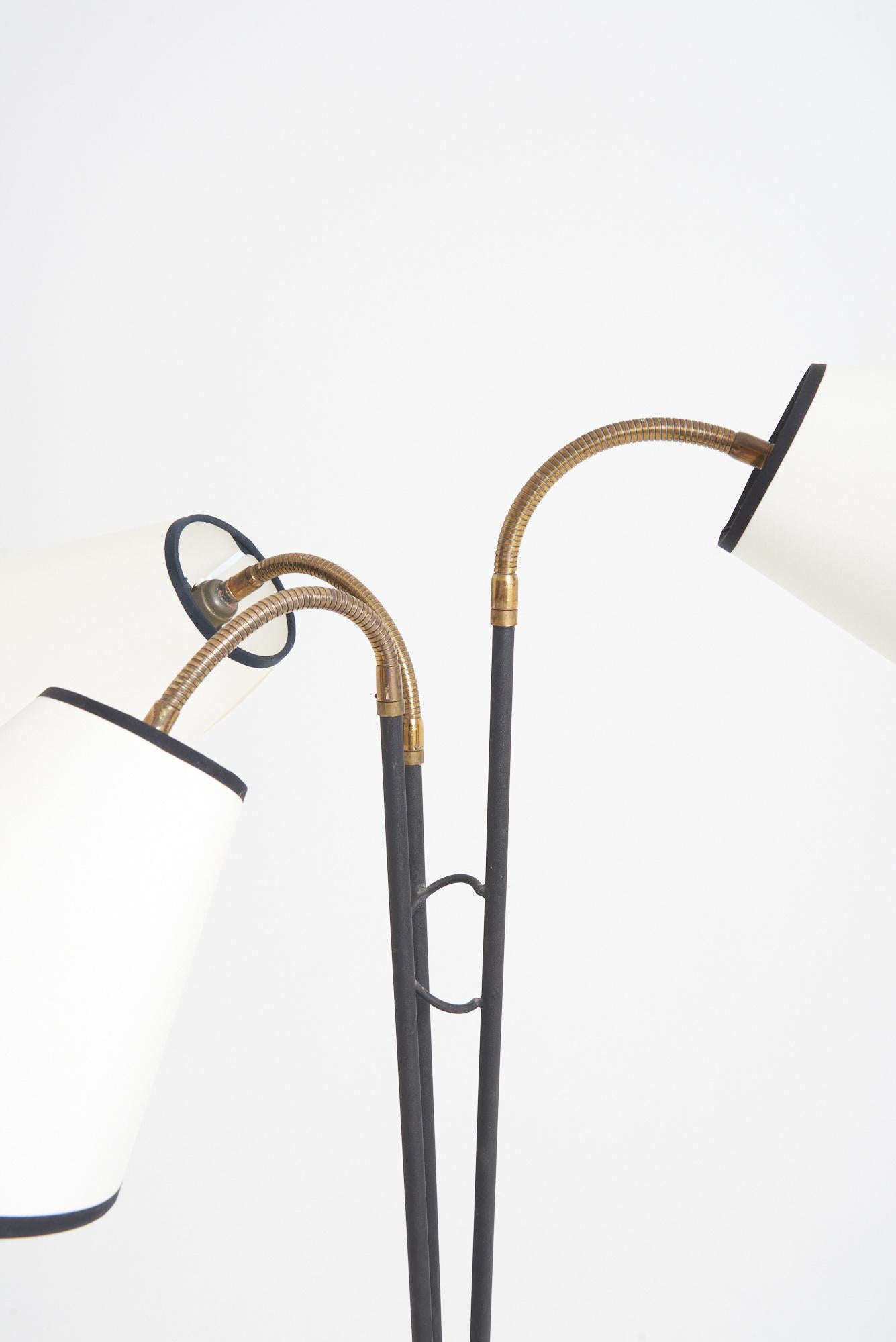 Mid-20th Century Mid-Century Black Enamelled Iron Floor Lamp
