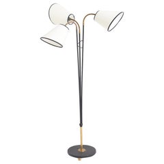 Mid-Century Black Enamelled Iron Floor Lamp