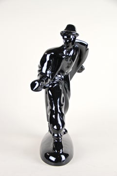 Midcentury Black Figural Sculpture "The Stranger", Austria, circa 1960