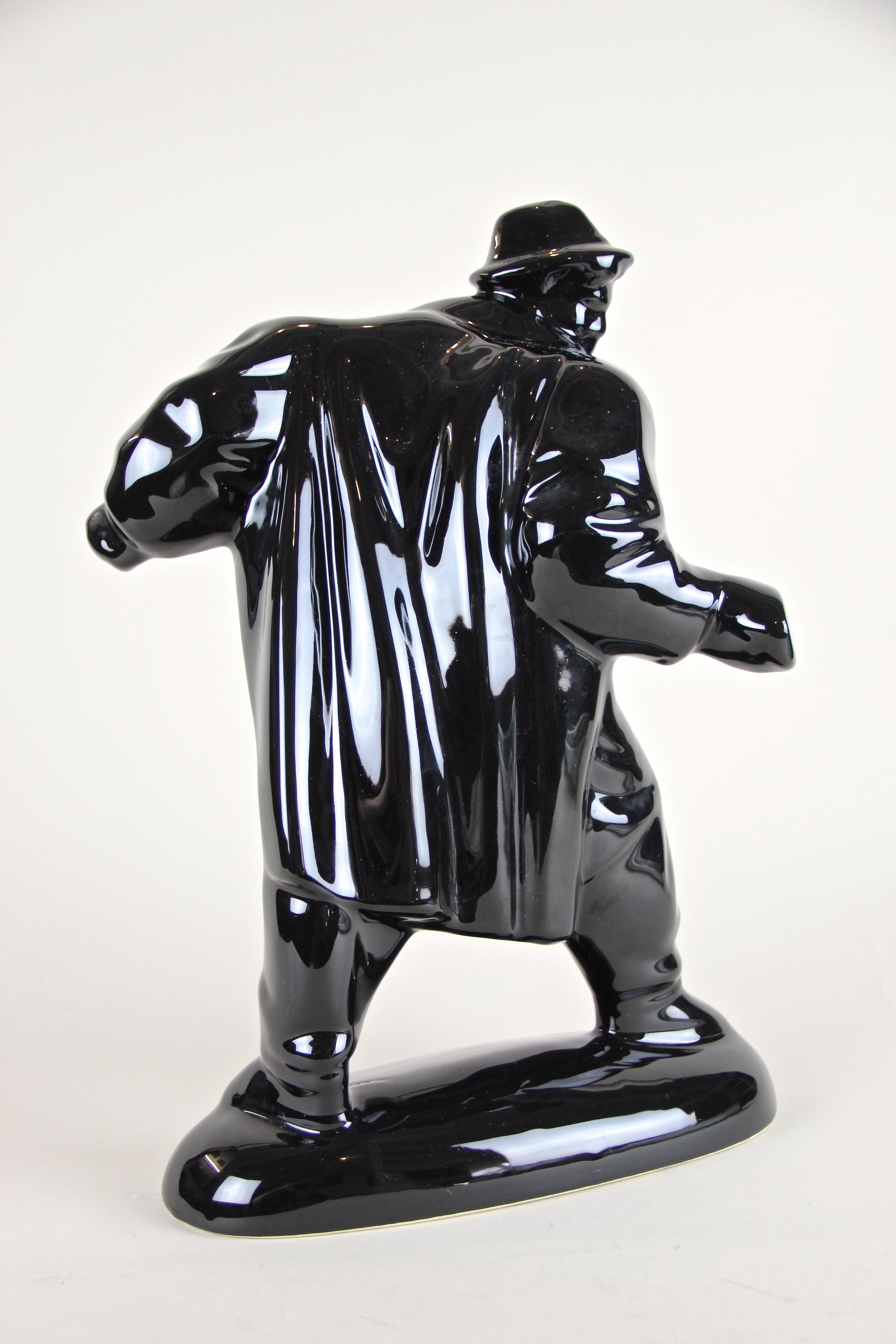 Ceramic Midcentury Black Figural Sculpture 