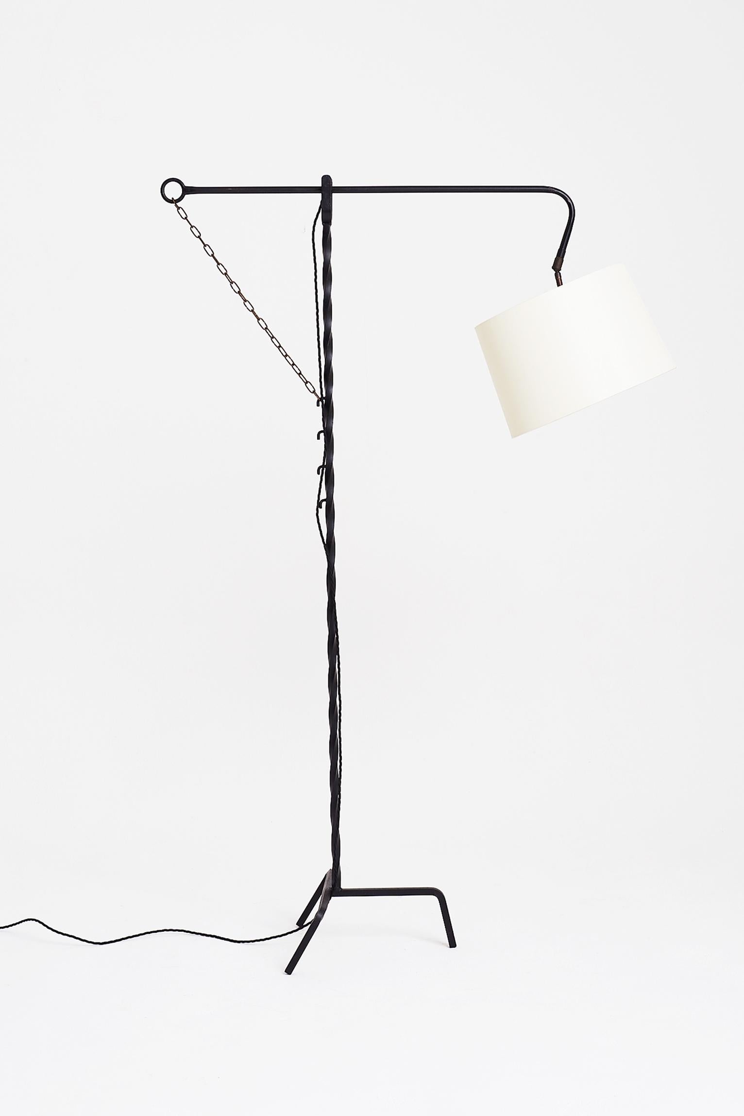 French Midcentury Black Floor Lamp
