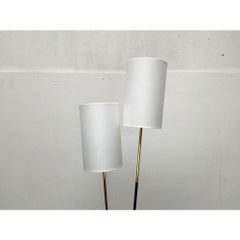 Lampada da terra nera di metà secolo in metallo e plastica, anni '60