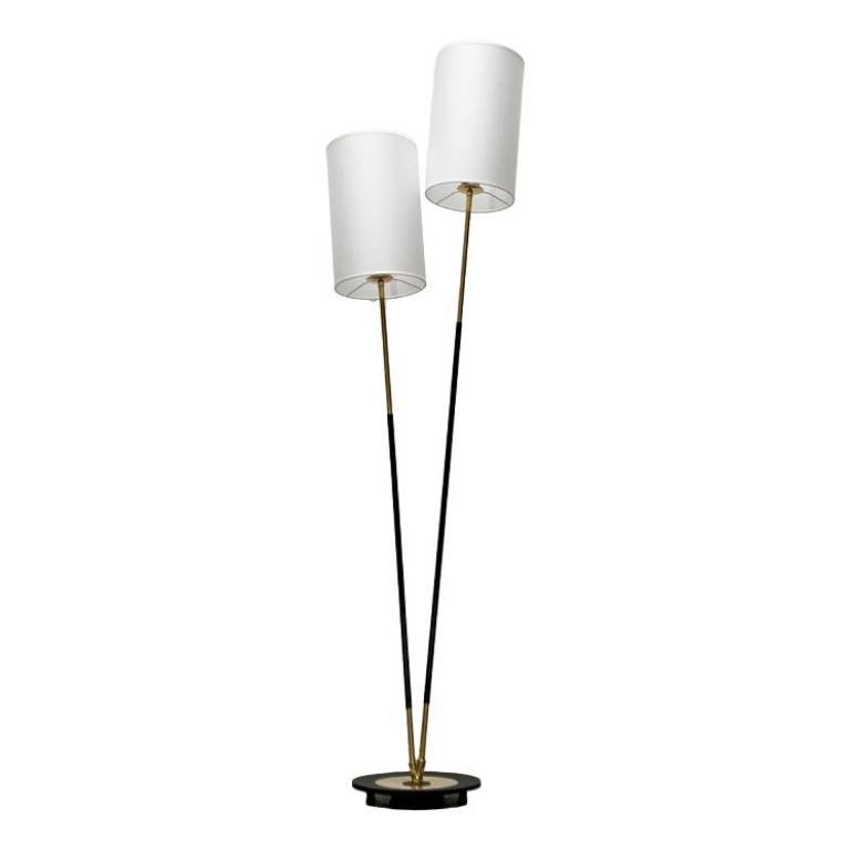Mid-Century Black Floor Lamp in Metal and Plastic, 1960s
