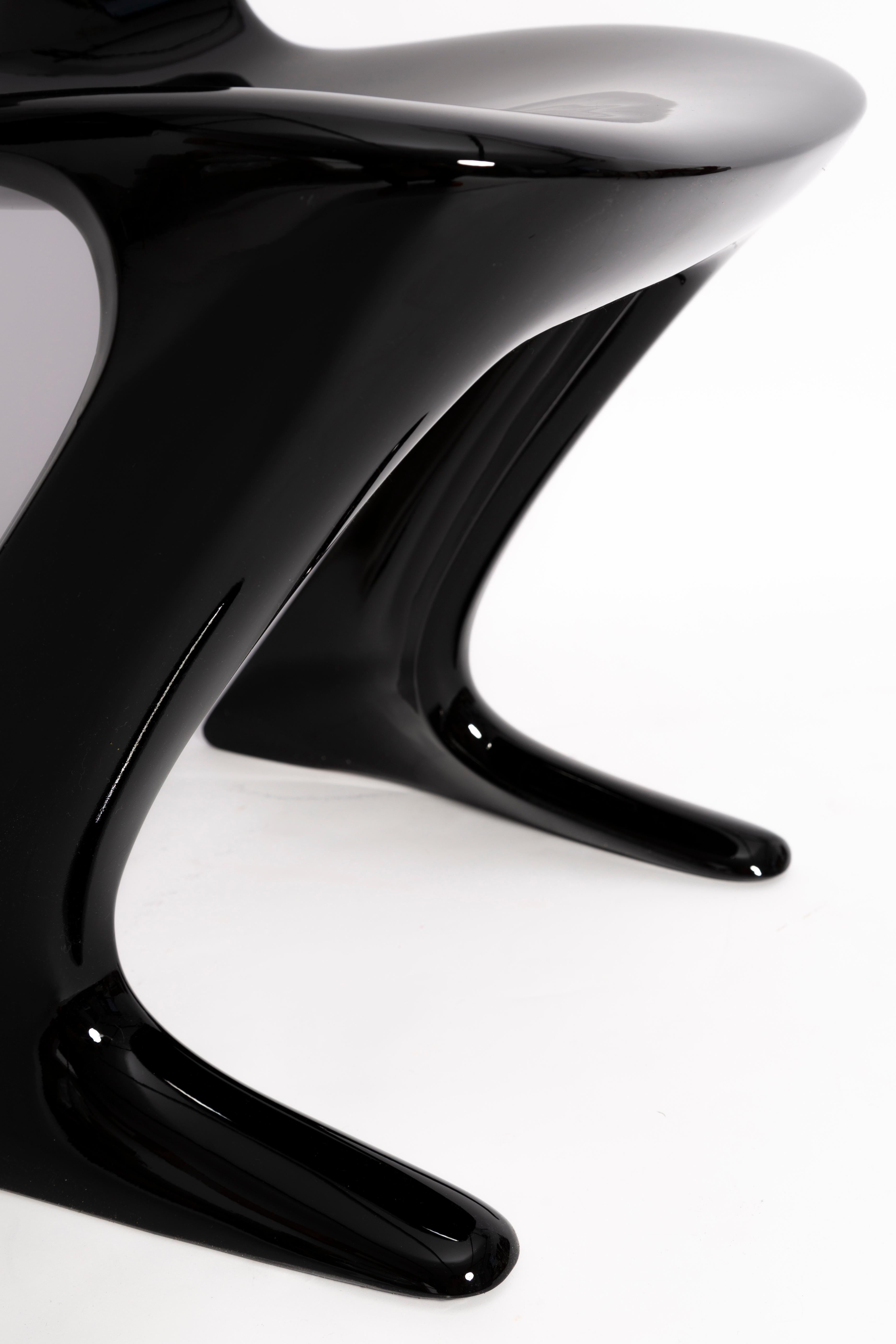 Lacquered Mid Century Black Glossy Kangaroo Chair Designed by Ernst Moeckl, Germany, 1960s For Sale