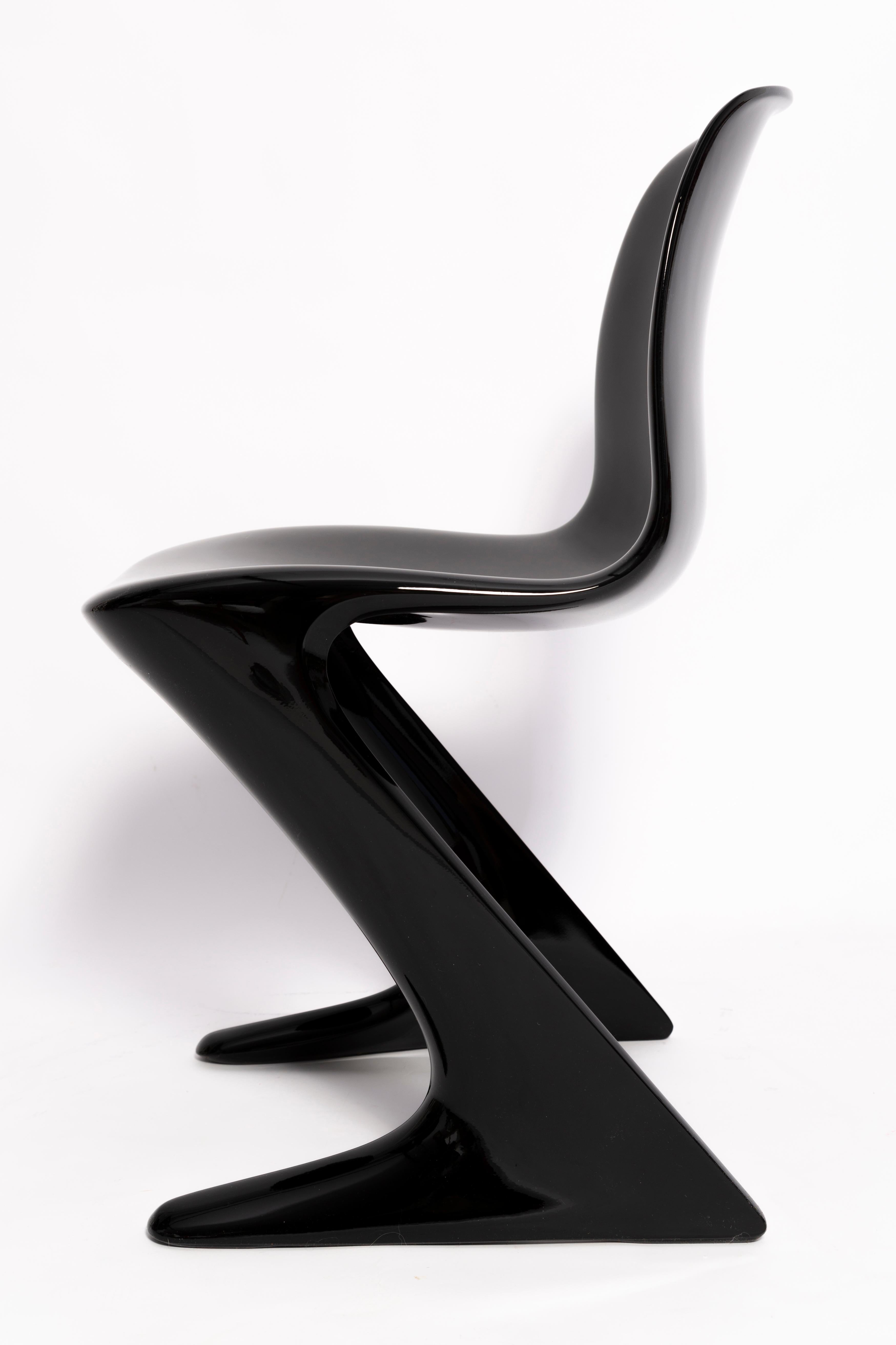 20th Century Mid Century Black Glossy Kangaroo Chair Designed by Ernst Moeckl, Germany, 1960s For Sale