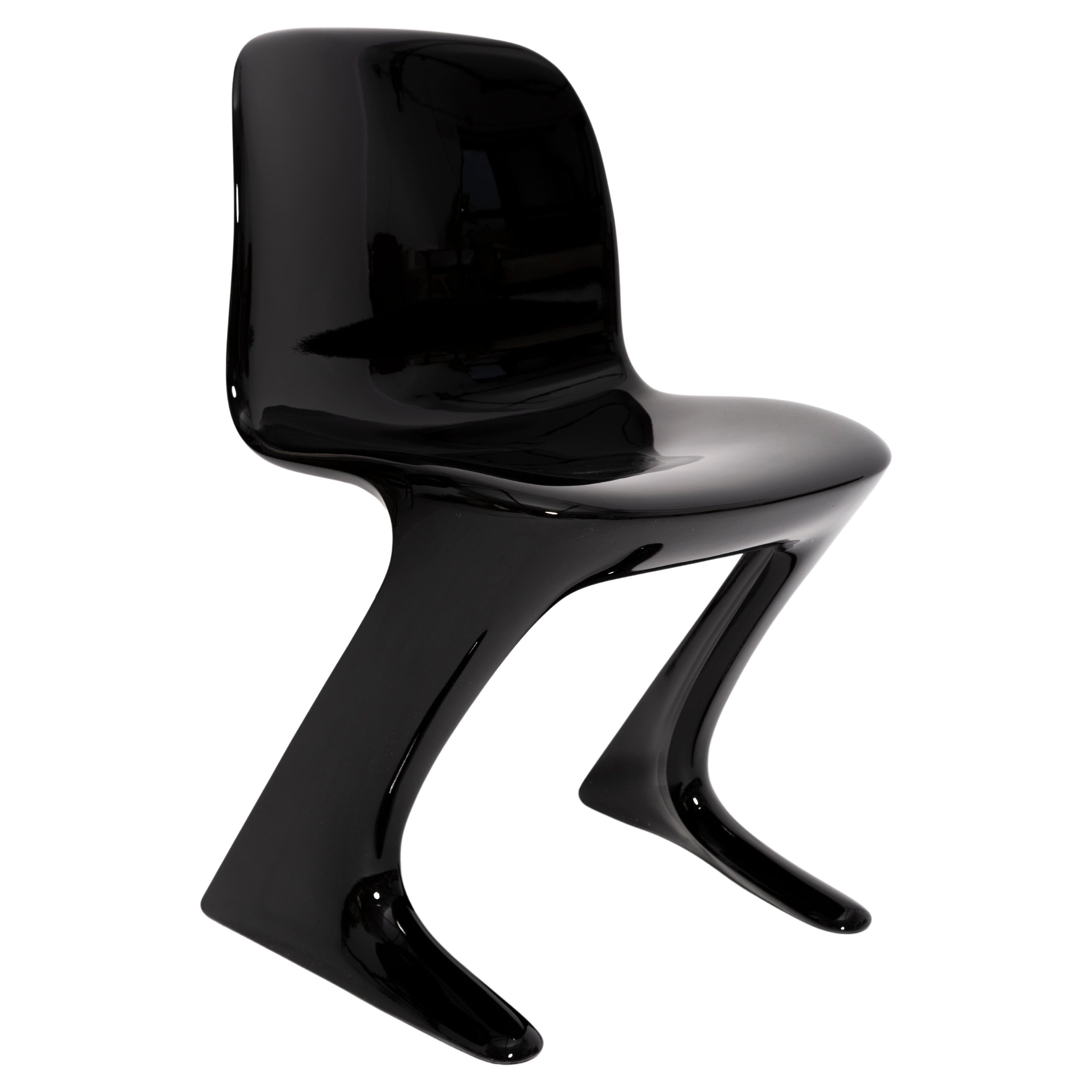 Mid Century Black Glossy Kangaroo Chair Designed by Ernst Moeckl, Germany, 1960s For Sale