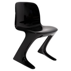 Vintage Mid Century Black Glossy Kangaroo Chair Designed by Ernst Moeckl, Germany, 1960s