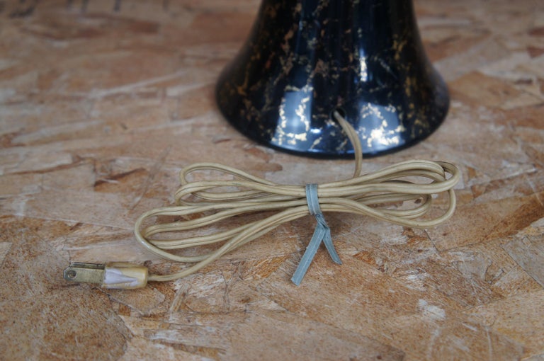 MidCentury Black and Gold Ceramic Boudoir Vanity Table Lamp For Sale